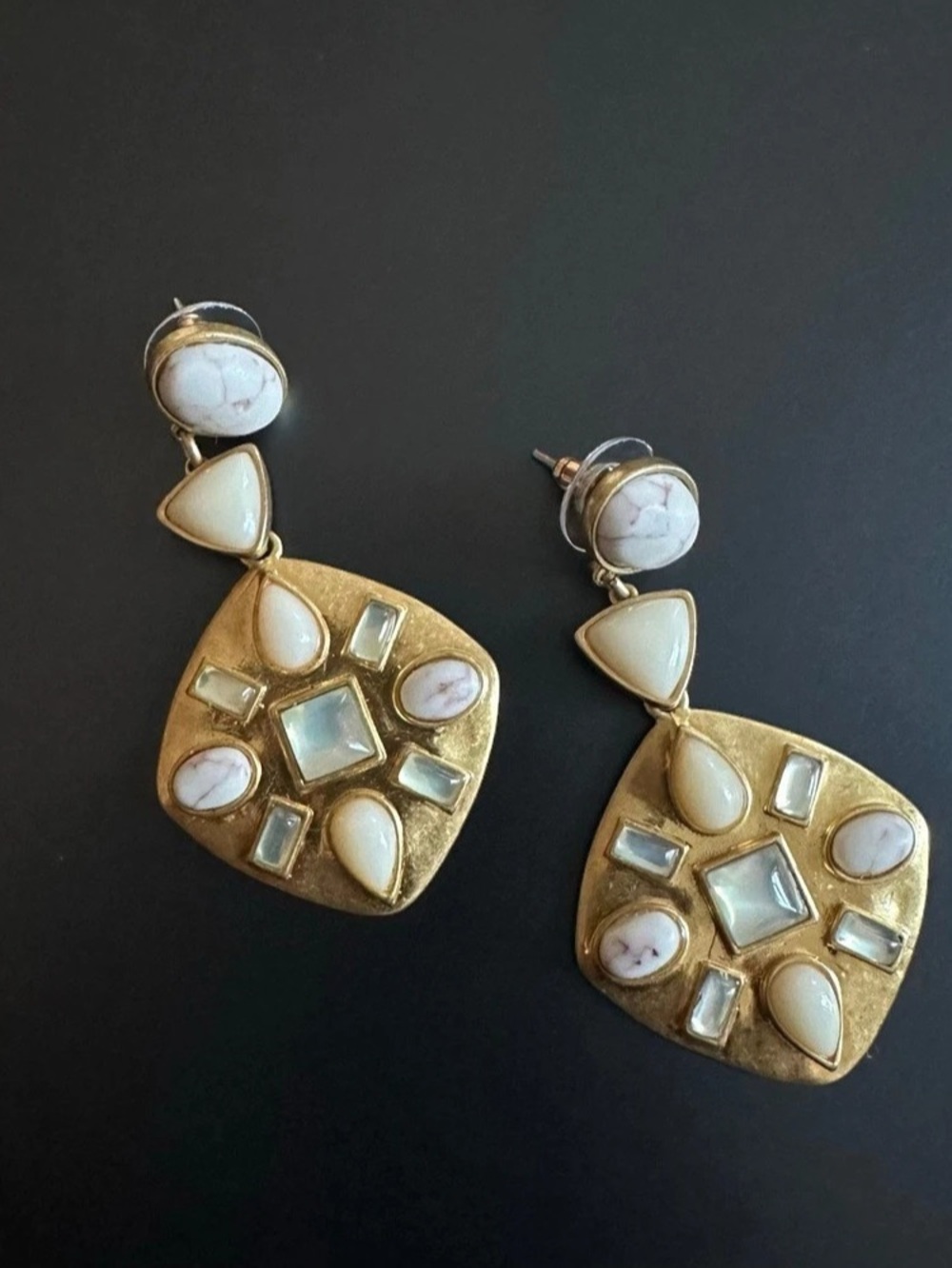 Stella & Dot Gold Statement Earrings